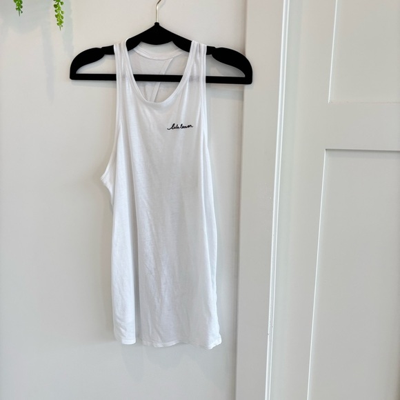 Lululemon All Tied Up White Womens Racerback Tank Top Embroidered Logo Open Back - Picture 2 of 8